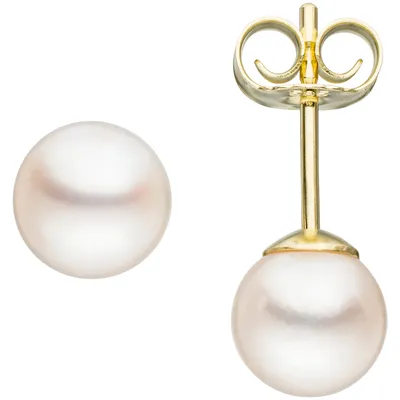 Produktbild von JOBO Ohrstecker 585 Gold Gelbgold 2 Akoya Perlen 6 mm