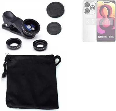 Produktbild von K-S-Trade Smartphone Kamera Linsen Set Kompatibel mit Infinix Smart 8 HD 3in1 Clip-On Kamera Adapter Macro Weitwinkel FishEye Fischauge Objektiv Linse