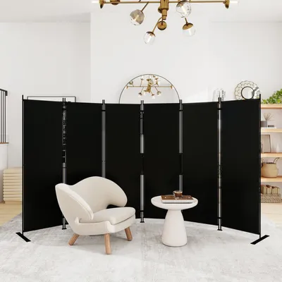 Zdjęcie produktu dla Składany parawan, 6-panełowy, szerokość 330 cm, wysokość 180 cm, kolor: czarny