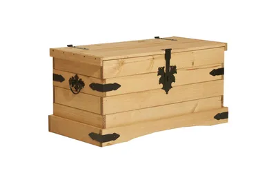 Zdjęcie produktu dla Komoda Möbilia z klapą z litego drewna | drewno sosnowe w kolorze miodowym | szer. 92 x gł. 46 x wys. 50 cm | 19020029 | seria TRUHE