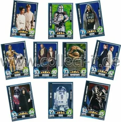 Image de FAMOV3 - Spar 2 - 10 cartes différentes Star/supplémentaires - Star Wars Force Attax - Movie Cards Serie 3
