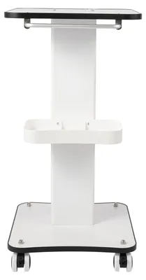 Immagine prodotto di Carrello portante - Modello salone - Realizzato in legno e metallo - Capacità di carico: 40 kg - Ruote bloccabili - Dotato di maniglia e vani portaoggetti - Colore: bianco