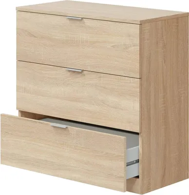 Image de Garbino - Commode, 77x38x80h cm Chêne Marron, 3 Tiroirs