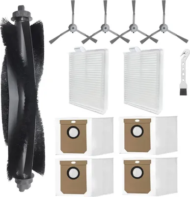 Produktbild von 12 Stück Ersatzteile für Eufy L60/ L60 SES/ L50/ L50 SES Saugroboter, Ersatz Zubehörset mit 1 Hauptbürste, 4 Staubbeutel, 2 Filter, 4 Seitenbürsten, 1 Reinigungsbürste