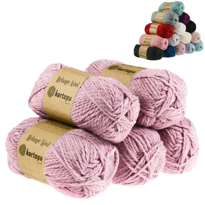5 x 100g Strickgarn Kartopu Melange Wool Strickwolle Häkelgarn rosa meliert