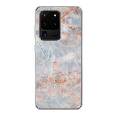 Produktbild von MuchoWow® Handyhülle Schutzhülle Hülle für Samsung Galaxy S20 Ultra Marmor - Luxus - Orange Silikon Softcase Handy Hülle - Karteninhaber