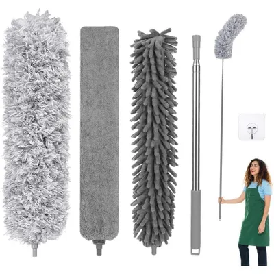 Obrázek produktu pro Teleskopický prachovka, omyvatelný, výsuvný až do 254 cm, šedá barva, 5 kusů