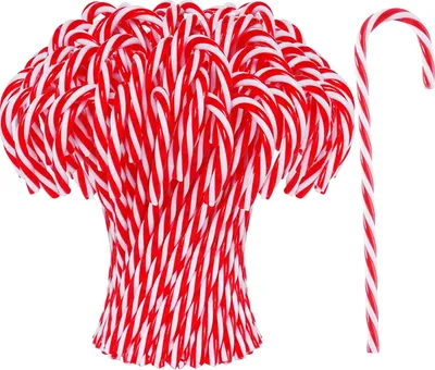Produktbild von 100 Stück Weihnachts-Zuckerstangen aus Kunststoff, Weihnachtsbaum-Hängeornament, gedrehte Zuckerstangen als Weihnachtsgeschenk, Feiertagsdekoration, Partygeschenk (rot und weiß, 100)
