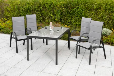 Produktbild von Merxx Gartenmöbelset "Marini" 5tlg. - Aluminiumgestell mit Textilbespannung grau - 50255-309