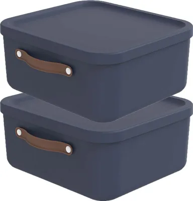 Produktbild von Rotho 2er-Set Aufbewahrungsbox 20 L Maloja - Kunststoffbox mit Deckel - Stapelbox 39,5 x 38,0 x 17,7 cm - Plastikbox Ordnungsbox Allzweckkiste