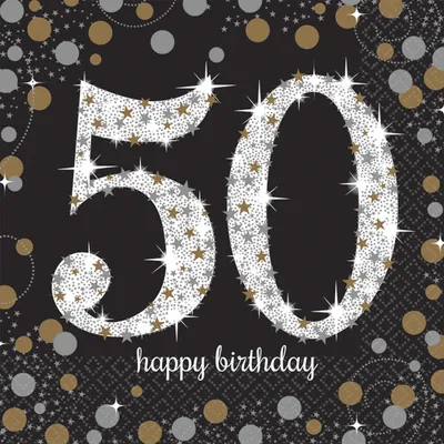 Produktbild von amscan Servietten Sparkling Celebration 50 schwarz/silber 33x33cm 16 Stück