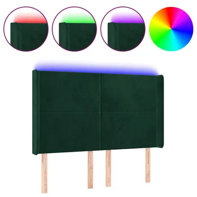 Produktbild von vidaXL LED Kopfteil Dunkelgrün 147x16x118/128 cm Samt
