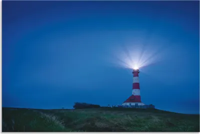 Produktbild von ARTland Wandbild Alu für Innen & Outdoor Leuchtturm Westerheversand am Abend Größe: 60x40 cm
