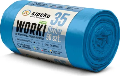 Zdjęcie produktu dla HDPE Worki na śmieci SIPEKO 35L 50szt. NIEBIESKIE