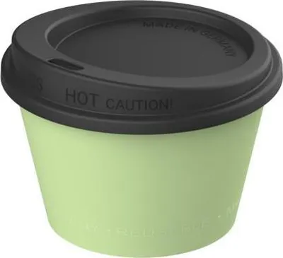 Obrázek produktu pro Hrnek na kávu bez BPA "ToGo" 100 ml - chuťově neutrální opakovaně použitelný hrnek - 100% recyklovatelný hrnek na kávu s bezpečným uzávěrem - společenský zelený/černý