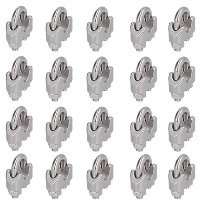 Produktbild von 20 Stück Edelstahl-Drahtseilklemmen, Befestigungselemente für Takelagekabel, Kabelclips, Klemmverschlüsse, M3 (3 mm)