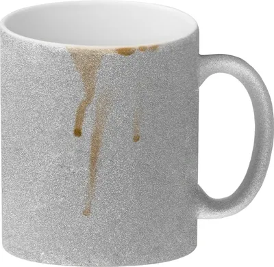 Produktbild von Glitzer-Glitzer-Kaffeebecher mit Putz-Schaf und Kaffeefleck Motiv