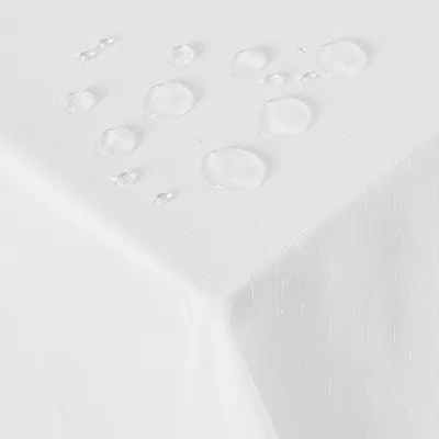 Produktbild von Tischdecke Leinenoptik Lotuseffekt Wasserabweisend 140x240 cm Weiß Feinkariert