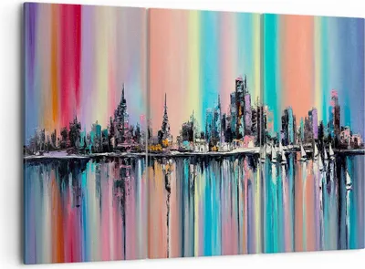 Produktbild von Bild auf Leinwand - Leinwandbild - Stadt Aussicht Wasser - 105x70cm - Wand Bild - Wanddeko - Leinwanddruck - Bilder - Kunstdruck - Wanddekoration - Leinwand bilder - Wandkunst - CE105x70-3439