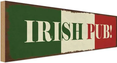 Produktbild von vianmo Holzschild 10x27 cm Irish Pub Kneipe Alkohol Essen Trinken
