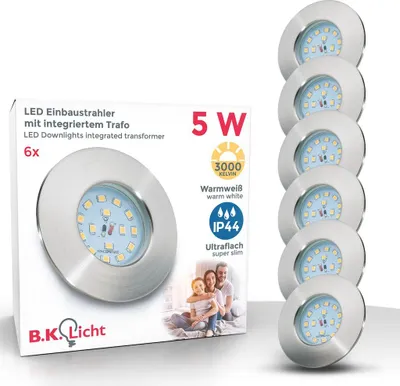 6x LED zapustené reflektory ultraploché kúpeľňové stropné škvrny IP44 zapustené svetlo SET