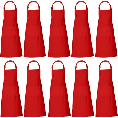 Produktbild von Kochschürze Baumwolle mit 3 Taschen Unisex 69 x 89 cm Rot