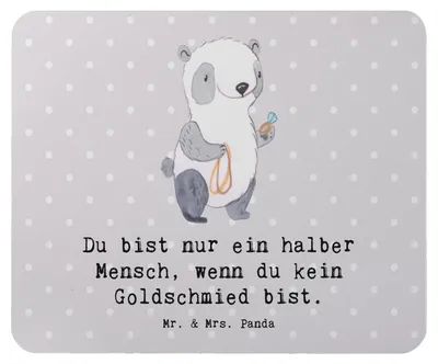 Produktbild von Mr. & Mrs. Panda Mauspad Goldschmied Herz - Grau Pastell - Geschenk, Juwelier, Mousepad, Mouse Pad, laptop, pc, Schmied, Lustig, Spruch