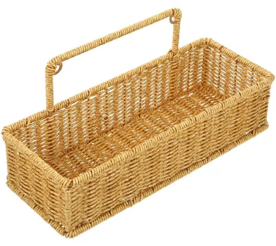 Aufbewahrungskorb aus Kunststoff-Rotan, Khaki, 31,5x14x12 cm