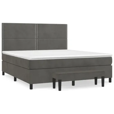 Obrázek produktu pro vidaXL Postel Boxspring s matrací Dark Grey 180x200 cm Velvet