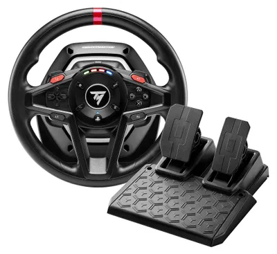 Zdjęcie produktu dla Thrustmaster T128-P Simtask Pack, Kierownica + pedały, PC, PlayStation 4, PlayStation 5, Przycisk udostępniania, Przycisk opcji, Analogowa/Cyfrowa, 0 - 270, 0 - 900°, Przewodowa