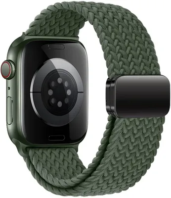 Produktbild von Stravo Geflochtenes Nylonarmband mit Magnetverschluss – Verstellbar & elastisch, kompatibel mit Apple Watch 38–42 mm (Serien 1–11) – Grün