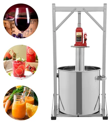 Obrázok produktu pre Hydraulický lis na ovocie, objem 36 l, maximálny tlak 3 t, nerezová oceľ 304, rozmery 43,5 x 36,5 x 88,5 cm, hrúbka lisovacích dosiek 5 mm