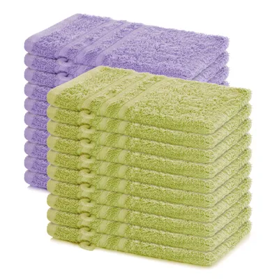Produktbild von Lavea® 20er Set Waschhandschuh 15x21 cm – Waschhandschuhe 100% Baumwolle, waschbar – Frottierserie Elena – Lindgrün & Lavendel