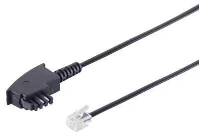 Obrázek produktu pro S/CONN TAE-F/RJ-11, 3 m, 3 m, TAE F, RJ-11, Průhledná, Černá, Samec, Samec