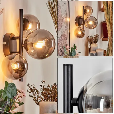 Produktbild von Isorella Wandlampe aus Metall/Glas in Schwarz/Rauchfarben