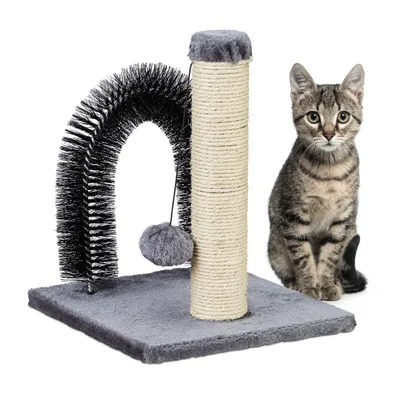 Image de relaxdays Colonne griffoir pour chats avec arc d'épilation
