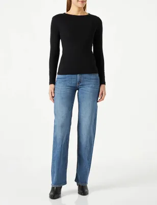 Produktbild von s.Oliver Damen Langarmshirt Slim Fit mit Rundhalsausschnitt und Rippstruktur