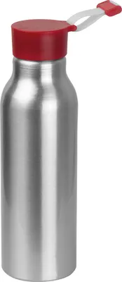 Produktbild von Alu Trinkflasche / Füllvermögen von 600 ml / mit roten Silikondeckel