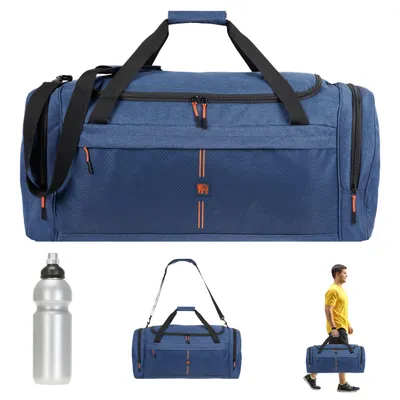Produktbild von Sporttasche Saunatasche Reisetasche sehr groß Elephant XXL 70 cm 65 Liter Freizeittasche Fitnesstasche Fußball Tasche Maxi 1036 Dunkelblau + Flasche