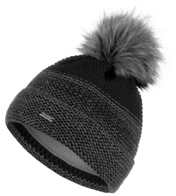Produktbild von Faera Wintermütze warm gefüttert mit Fleece-Futter Kunstfell Bommel-Mütze Winter Strick-Mütze Beanie-Mütze Damen Herren One-Size 12 Schwarz