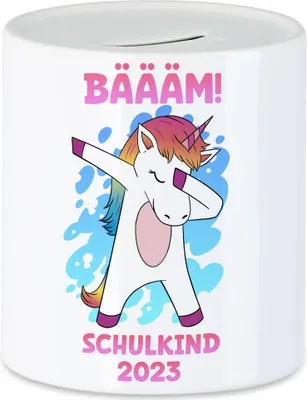 Produktbild von Bäääm Schulkind 2023 Spardose Einschulungsgeschenk Einhorn Unicorn Schulstart Grundschule