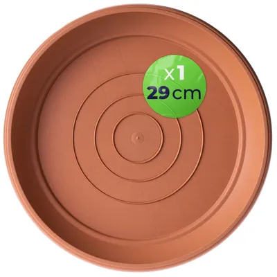 Zdjęcie produktu dla KADAX Podkładka pod doniczkę Okrągła 29 cm, 1 sztuka, podkładka pod doniczkę z tworzywa sztucznego do użytku wewnątrz i na zewnątrz, akcesoria do doniczek i pojemników na rośliny (terakota)
