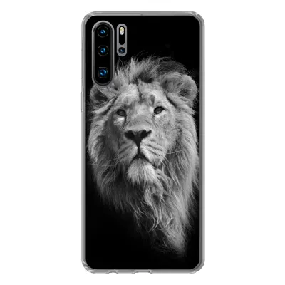 Produktbild von MuchoWow® Handyhülle Schutzhülle Hülle für Huawei P30 Pro Löwe - Porträt - Schwarz - Weiß Silikon Softcase Handy Hülle - Schutzdeckel