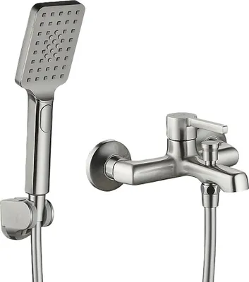 Productafbeelding van Wandmontage badkraan met doucheset ALITA, zilver, model BVA_311D