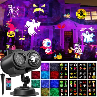 Halloween-Projektor, 16 Dias, Außenprojektor, Fernbedienung