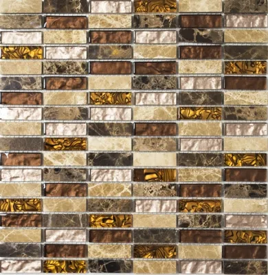 Produktbild von Mosaikfliese Transluzent beige braun Stäbchen Glasmosaik Crystal Stein beige braun MOS87-1310_f
