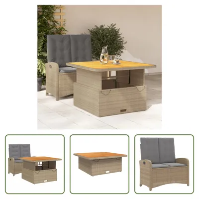 Immagine prodotto di The Living Store Set da pranzo da giardino a 2 pezzi con cuscini Beige poly rattan