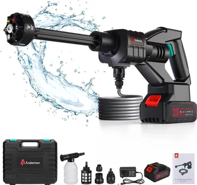 Produktbild von Kabelloser Hochdruckreiniger - Tragbarer Akku-Druckreiniger - 600 PSI - 3,0Ah Akku enthalten - 5,6 l/min Wasserfluss - 6-in-1 Düse - Für Autowäsche