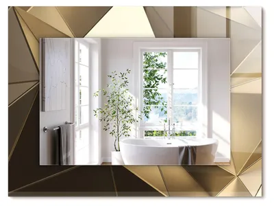 Produktbild von Geometrische Formen – Rechteckiger Spiegel mit Druck 80x60 cm – Modern - Dekorativ für die Wand