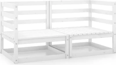 Produktbild von Garten-Ecksofas 2 Stk. Weiß Kiefer Massivholz